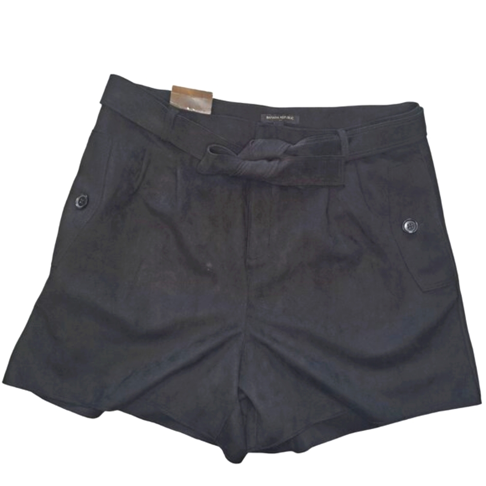 NEW Banana Republic Black Faux Suede Belted Shorts Plus Size 16